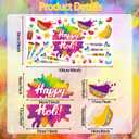 Happy Holi Window Stickers,Holi Windows Clings Hindu,Indian Festival of Colors Wall Stickers,India Holiday Wall Decals Colorful,Hindu Festival Wallpaper for Living Room Bedroom Party Porch