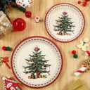 Homlouue 200 PCS Christmas Paper Plates and Napkins Sets, Christmas Tree Plates and Napkins, Holiday Paper Plate and Napkin Sets for Xmas Party Supplies Dinner Winter Decorations, Xmas Plate