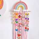 Rainbow Tassels Hair Bow Holder Hanging for Baby Girls, Hair Bow Organizer Headband Hair Accessories Organizer Storage Wall Hanging Decor for Toddler Girls Room