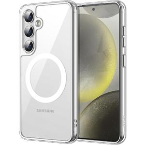 JETech Magnetic Case for Samsung Galaxy S24 5G, Compatible with MagSafe, Shockproof Protective Phone Cover, Non-Yellowing Hard Clear PC Back (Clear)