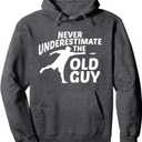 Never Underestimate The Old Guy Funny Disc Golf Designs Pullover Hoodie Large