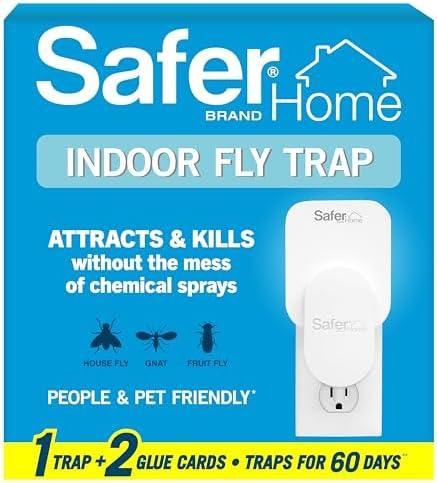 Safer Home Indoor Plug-In Fly Trap - SH502 - Effective Fruit Fly Traps for Indoors, Gnat Traps for House Indoor, 400 Sq Ft Protection - Style: 1 Device + 2 Glue Cards