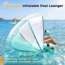Inflatable Pool Floats Chair with Detachable Canopy PVC Floating Lounge Chair Pool Float with Cup Holders Adult Water Lounge Float Raft for Swimming Beach Pool Party Toys for Adults 47’’x39’’