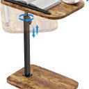 HUANUO Adjustable TV Tray, Height Adjustment TV Trays with 360 Swivel and 90 Tilt, Sturdy & Multi-Functional Sofa Table with Anti-Slip Bar, Side Table for Couch, Bedside, Dining, Living Room (Vintage Rustic Brown)