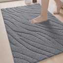 DEXI Bathroom Rugs 24x43, Extra Soft Absorbent Bath Mat, Non Slip Bathmat for Bathroom Floor, Machine Washable Rugs for Shower Floor, Dark Grey