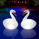 Floating Pool Lights Solar 2PK, Waterproof Inflatable Swan Pool Lights, Glow in The Dark Color Changing LED Pool Floating Swan Light for Backyard Spa Patio Wedding Party Decor
