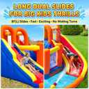 HuaKastro Inflatable Water Slide, Water Bounce House with Double Slides for Big Kids, Backyard Water Park with 2 Water Sprayers, 2 Water Gun & Big Splash Pool for Family Fun [Upgraded Version], Extra Large