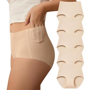 SHARICCA Seamless High Waisted Underwear for Women No Show Full Coverage Panties Nuage Microfiber Briefs Pack 4XL