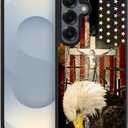 Case Compatible with Samsung Galaxy S25,Cross Jesus Flag Phone Covers for Men/Women,Anti-Skid Soft Silicone Shockproof Protective Case Compatible with Samsung Galaxy S25