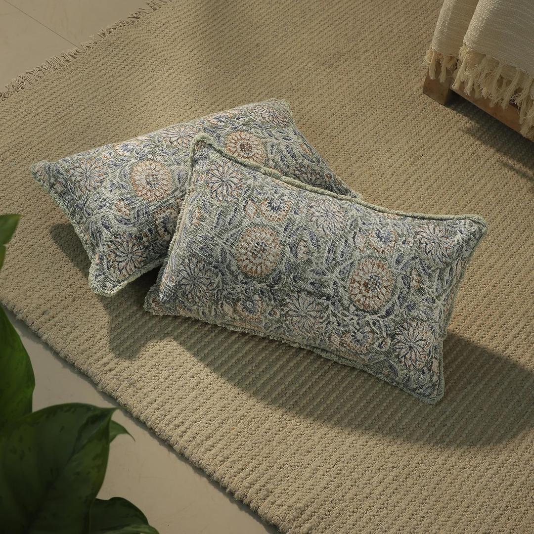 Decorative Throw Pillow Covers, Set of 2 (Fern Green, 12" x 20" (Pack of 2))