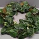 Briful 24" Artificial Greenery Wreath for Front Door, Fake Magnolia Leaf Silk Wreath with Berries, Outdoor Faux Eucalyptus Wreaths for Spring & Summer Home Room Window Patio Farmhouse Dcor