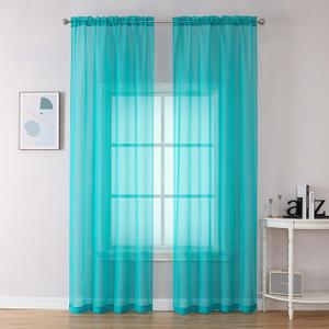 OVZME Turquoise Sheer Curtains 2 Panel Sets 84" Inch Length - Transparent Light Weight Soft Window Panels for Study Room/Living Room/Bedroom, Per Panel W42 X L84 inches, 1 Pair