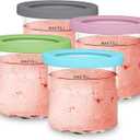 For Ninja Creami NC299AMZ & NC300s Series Ice Cream Makers, BPA-Free &Dishwasher Safe, 16oz Pints with Lids 4 Pack - Assorted Colors, Ice Cream Containers (Grey/Pink/Green/Blue)
