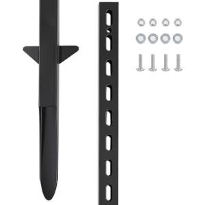 6 Ft Metal Yard Sign Stake, Aluminum Sign Post with Heavy Duty Base, Adjustable Pole with Holes for Signs, Sleek Modern Design 72'' Holder for Outside Garden Road Parking Ground (Black)