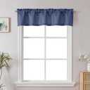 Chyhomenyc Blue Valance for Windows, Light Filtering Faux Linen Solid Short Curtain Valance, Burlap Decorative Small Curtain for Kitchen Bathroom Laundry Basement, 60Wx12L inch, 1 Piece