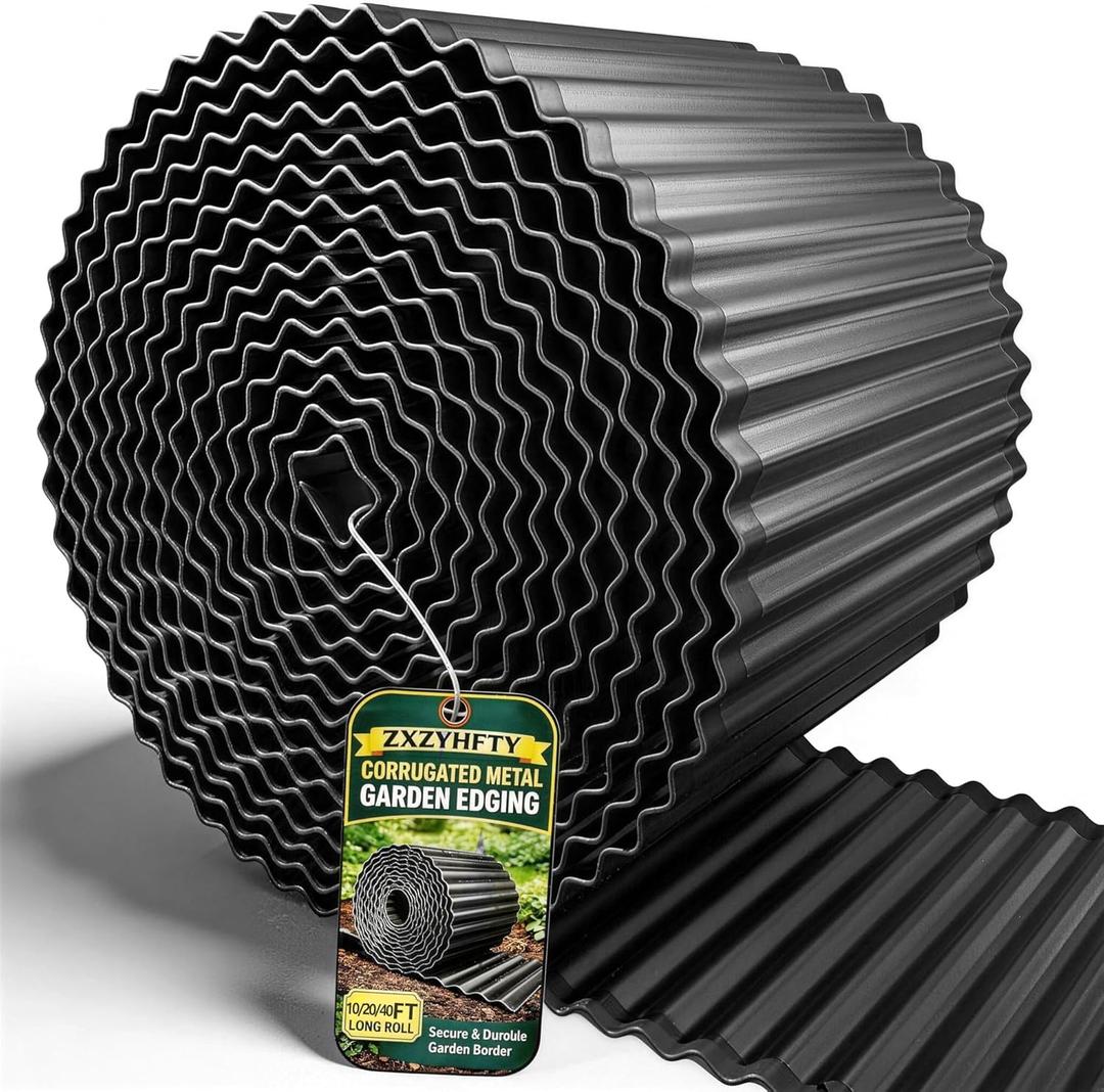 ZXZYHFTY Corrugated Metal Garden Edging, 6" x 40Ft Black Landscape Border for Lawn, Flower Beds, Paver Edging, Durable Garden Fence.