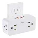 Surge Protector Outlet Extender with Rotating Plug, Multi Plug Outlet Extender with 4 Splitter and 2 USB Ports & 2 USB C Wall Charger, 3 Side Swivel Splitter for Home Office Dorm Travel