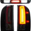 Bomusou LED Tail Light + 3rd Brake Light Kit Fit for Chevy Silverado 1500 2500 HD 3500 HD 2007-2014, for GMC Sierra 3500 HD 2008-2014 with Dual Wheel Only, 3Pcs, Smoke Lens