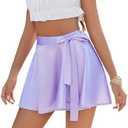 Avidlove Wrap Skirts for Women Satin Silk Short Mini Skirts Sexy Belted Wrap Party Clubwear S