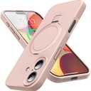 Mag-Ring Designed for iPhone 17 Case, Liquid Silicone [Moisturizing Factor] Extreme Soft Slim Phone Case with Stand [Compatible with MagSafe] for 17 6.3 inch Men Women, Pink