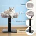 Modern Scratching Post for Indoor Cats - 15 High Cat Scratching Post with Bed Breeds - 15.7 x 11.6 Removable & Washable Cushion (Black Post with Gray Bed)