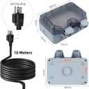 Outdoor Power Outlet Box with 32.8Ft Extension Cord, NEMA 5-15R, STW 14 AWG, Weatherproof Waterproof IP66 Electrical Outlet Extender, Exterior Wall Power Socket w/Cover for Garden