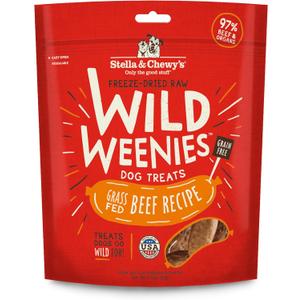 Stella & Chewy's Freeze-Dried Raw Wild Weenies Dog Treats - High-Protein Training Treats for Dogs & Puppies - All-Natural Grass-Fed Beef Recipe with 97% Meat & Organs - USA Made - 3.25 oz Bag (3.25 Ounce (Pack of 1)) Best By: Oct 29, 2025