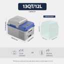 X12 12 Volt Refrigerator,Mini Portable Freezer,13 Quart(12L) Electric Cooler,12V Car Fridge,12/24V DC 100-240V AC for Ourdoor, Camping, Travel, Truck,RV, Boat -4℉~68℉, 13QT