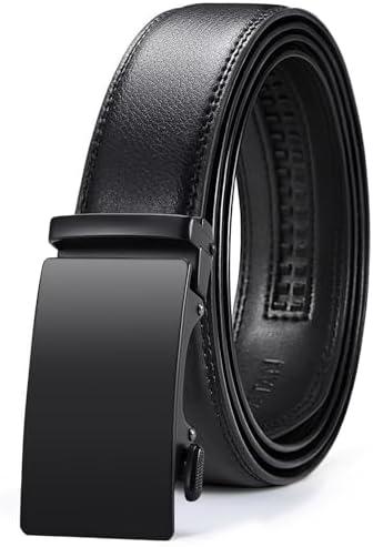 VATAN Men's Belt Leather Ratchet Belt for Men Dress Casual Every Day with Adjustable Buckle, Trim to Fit 43"