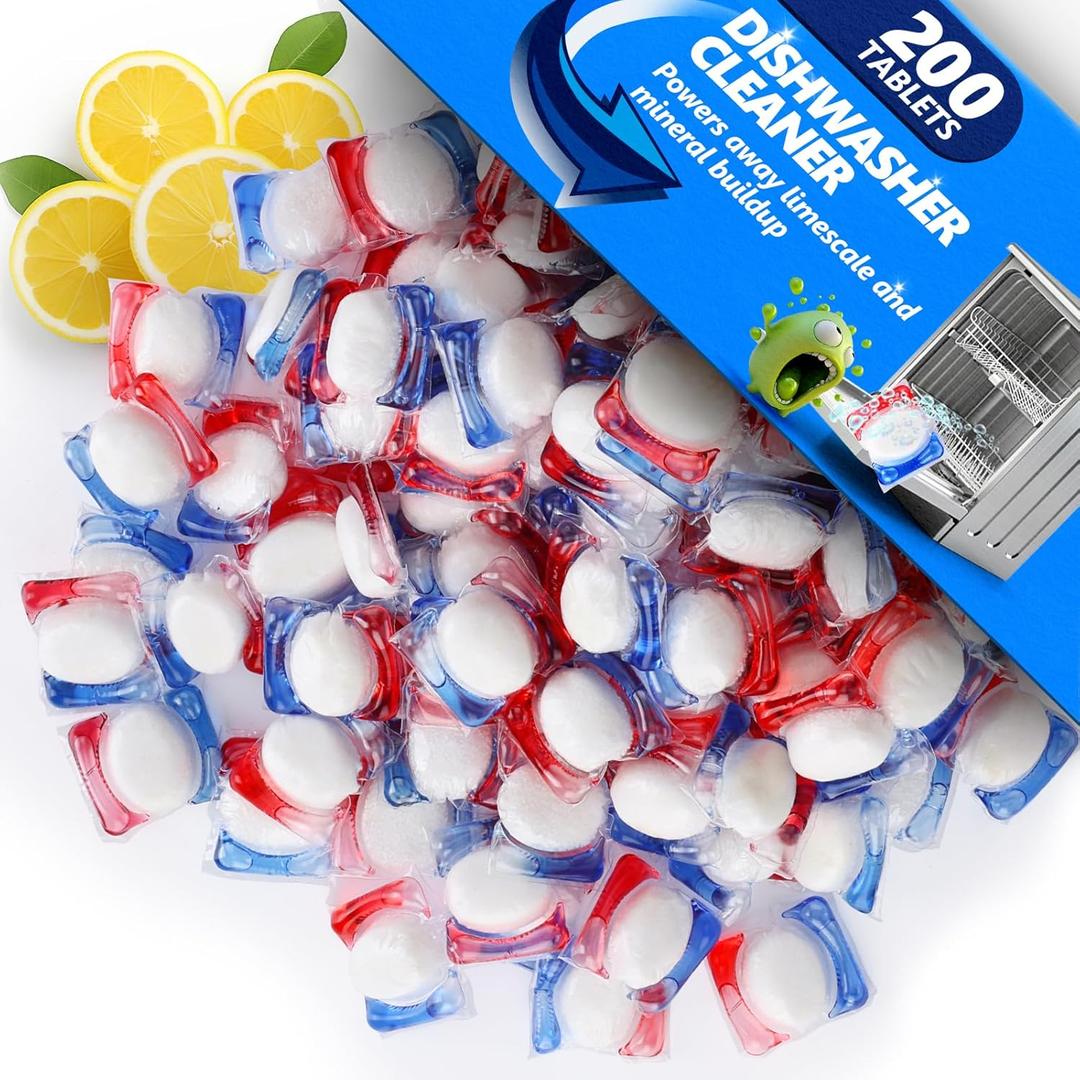200 Count Dishwasher Pods, No Pre-Rinse Dishwasher Detergent Soap On Stain and Grease, Leaving a Virtually Spotless Shine,Dishwasher Detergent for Deep Cleaning