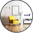 Round Mirror, Black Round Mirror 24 inch, Circle Wall Mirrors Metal Frame, Circular Mirrors for Wall, Living Room, Bathroom, Vanity, Entryway, Hallway.