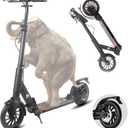 Kick Scooter for Ages 6+ Kid, Teens & Adults. Foldable, Lightweight, XXL Big Wheels for Kids, Teen and Adults, 4 Adjustable Levels. Bearing ABEC9, Max Load 240 LBS. (Black)