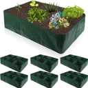 Gerrii 6 Pack 35 Gallon Fabric Raised Garden Beds Rectangle Garden Planting Bed with 6 Divided Grids Drainage Holes 4 Pcs Warehouse Gloves for Vegetables Flowers Tomatoes Herb(Polypropylene, Cotton)
