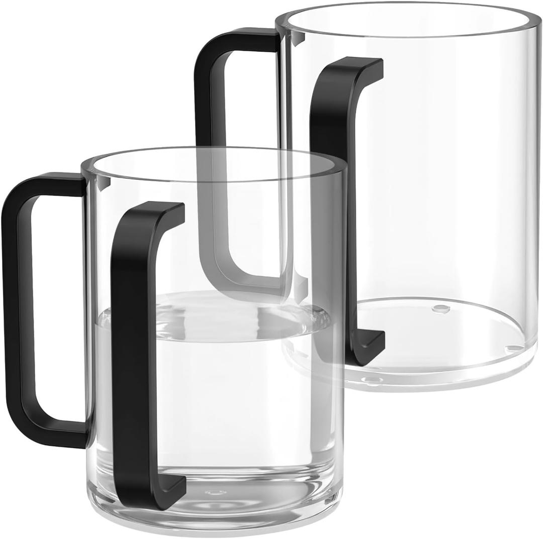 yeesport 2 PCS Judaica Hand Washing Cup with Dual Handles, Clear Acrylic Netilat Yadayim Cup with Non Slip Pads for Jewish Ritual, Sabbath, Morning Cleansing, Holiday Prayer, Festival Table