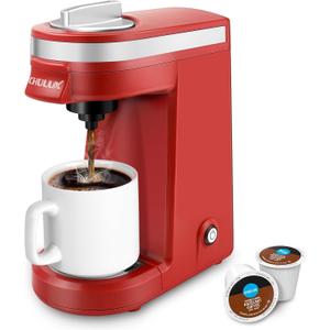 CHULUX Mini Coffee Maker for K Capsule, Single Serve Coffee Maker for One Cup Americano, Lightweight Pod Coffee Machine, Red