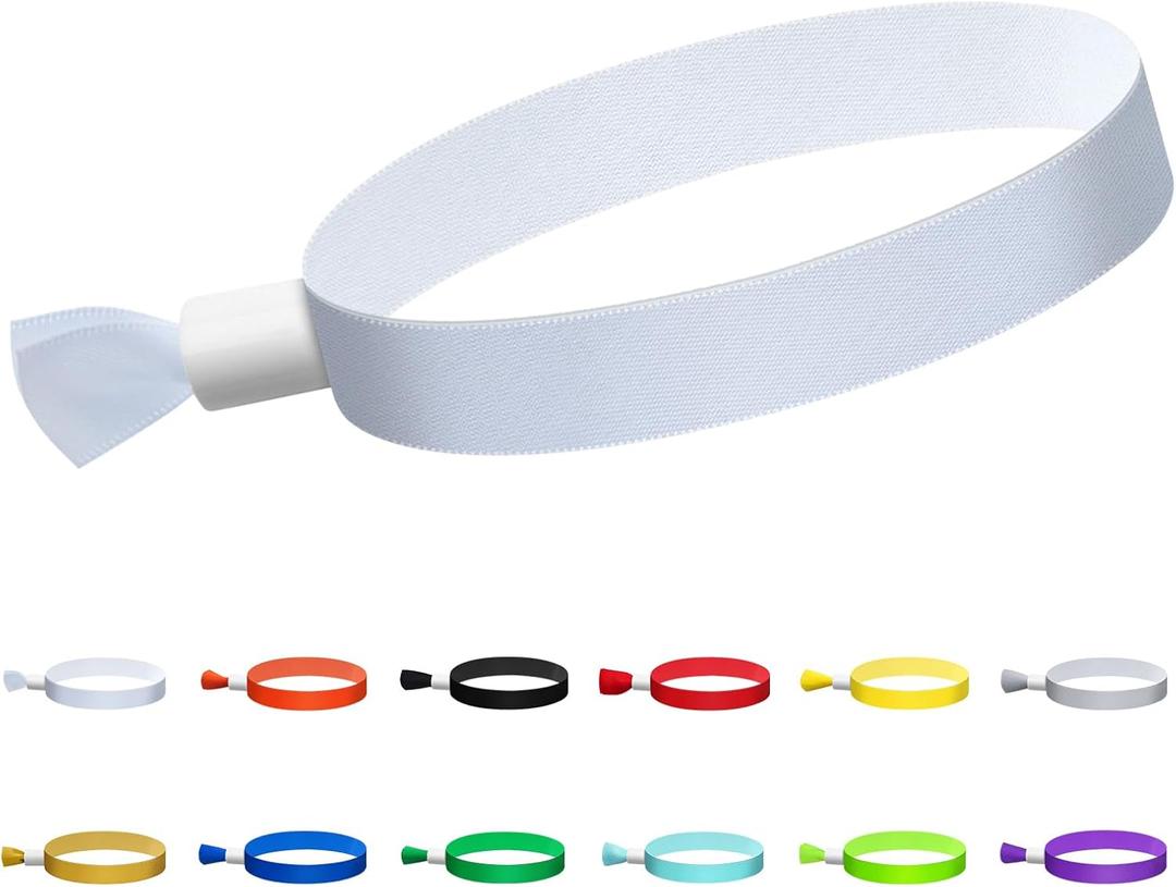Green-Power America 100 Pcs Cloth Event Wristbands, Event Wristbands, Colored Wrist Bands for Events, for Lightweight Concert Wrist Strap for Activities, Party Bracelets for Events (Color : White)