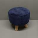 Asense Small Round Ottoman Foot Rest Stool Corduroy Fabric Padded Seat Footstool Ottoman with Anti-Slip Wooden Legs (Navy Blue,Corduroy)