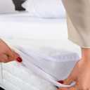 100% Waterproof Mattress Protector, Fitted Mattress Cotton Terry Cover Deep Pocket Elastic Fits Up to 21 Inches (Queen)