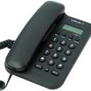 Corded Basic Landline Phone, TelPal FSK/DTMF Simple Caller ID Telephone with LCD Incoming Call Number Display, Small Desk/Wall Mountable Analog Phone for Home Office (Black)