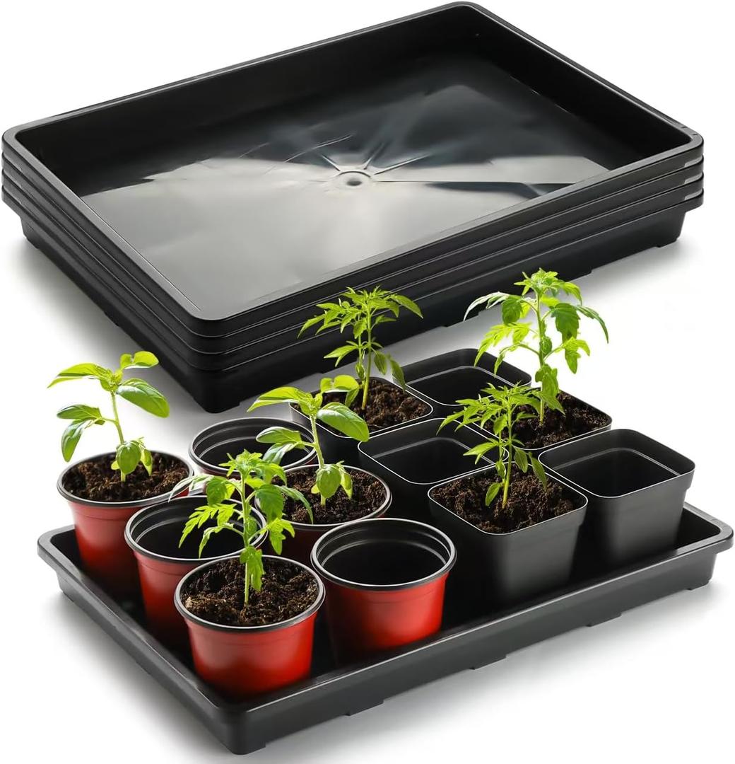 RooTrimmer 5 Pack Nursery Potting Tray, Carrying and Holding Plant Tray for Seeds Starting Pot, Collecting Drainage Water (Black)
