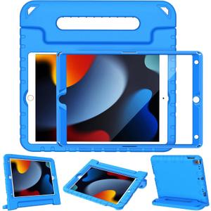 LTROP Case For iPad 9th Generation/iPad 8th Generation/iPad 7th Generation for Kids, iPad 10.2 2021/2020/2019, Shockproof Handle Stand, Blue
