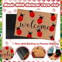 Ceenna Summer Ladybug Welcome Doormat Ladybug Coir Doormat with Non Slip Backing Summer Mat Front Porch Rugs for Home Entrance Anniversary, 16 x 24 Inches