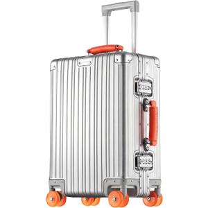 22x14x9 inch Zipperless Cabin Suitcase, 22 Inch 100% All Aluminum Shell Carry-on Suitcase, 56x36x22cm Aluminum Luggage Cabin, Aluminium Zipperless Carry On Luggage with Skate-Grade PU Wheels,TSA Locks