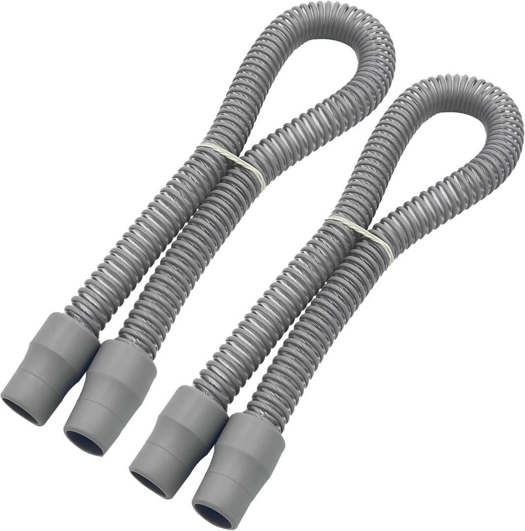 2-Pack Cpap Hose 2ft with 22mm Cuffs, Latex-Free Cpap Tubing Compatible with Most Machines, Lightweight Cpap Hose, Gray 19mm Cpap Tube, Easy to Attach Cpap Replacement Supplies