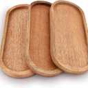 Samhita Mango Oval Wood Tray Set of 3 Perfect for Food Holder/BBQ, Serve Cheese, Sushi, Holiday Snacks, and More. (12" x 5" x 0.75")