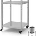 Stainless Steel Rice Warmer Stand–20"x20" SS Two-Tier Cart with Adjustable Upper Shelf & 4 Swivel Casters (2 Locking) Store&Move Cooking Equipment Multi-Purpose Mobile Station for Indoor/Outdoor