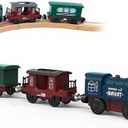 Battery Operated Train for Wooden Track, 3Pcs Motorized Train Toy for 3 4 5+Years Old Boy Girl Toddlers, Electric Trains Compatible with Thomas & Friends, Brio and Chuggington