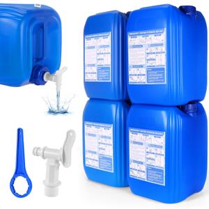 4 Tanks 5 Gallon Water Storage Containers,Total 20 Gallons Stackable Emergency Water Storage Long Term,Portable HDPE Water Jug with Great Sealing Performance for Emergency Management Outdoor Camping
