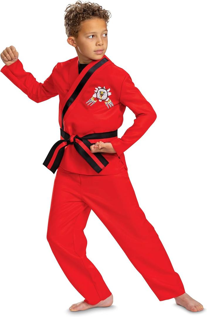 Disguise Boys Cobra Kai Eagle Fang Kids Costume, Official Cobra Kai Cosutme Gi With Belt and Pants (L (10-12))