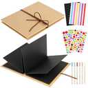 Mauproy 6 x 8 Inch Small Scrapbook Album with Black Pages, Stretchable Folding Photo Album with DIY Accessories Kit, Hardcover Memory Book Accordion Adventure Scrapbook